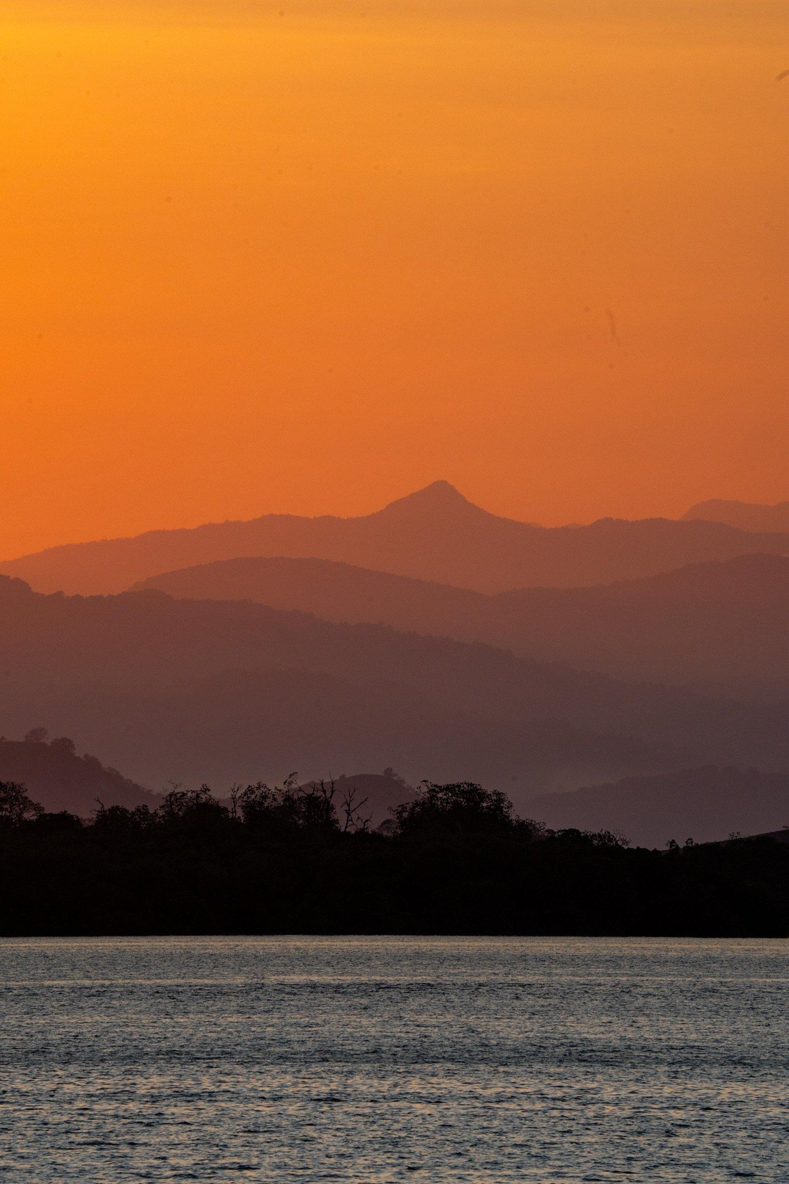 Haze over the sea at sunset